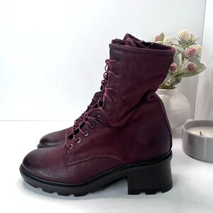 Miz Mooz Issabel Combat Moto Leather Boots Bordeaux Women's EU 42/US 10.5